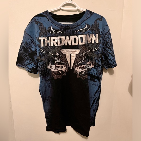 Throwdown - Mens XL - MMA inspired T-Shirt - Black , Blue and Silver - - Picture 3 of 10